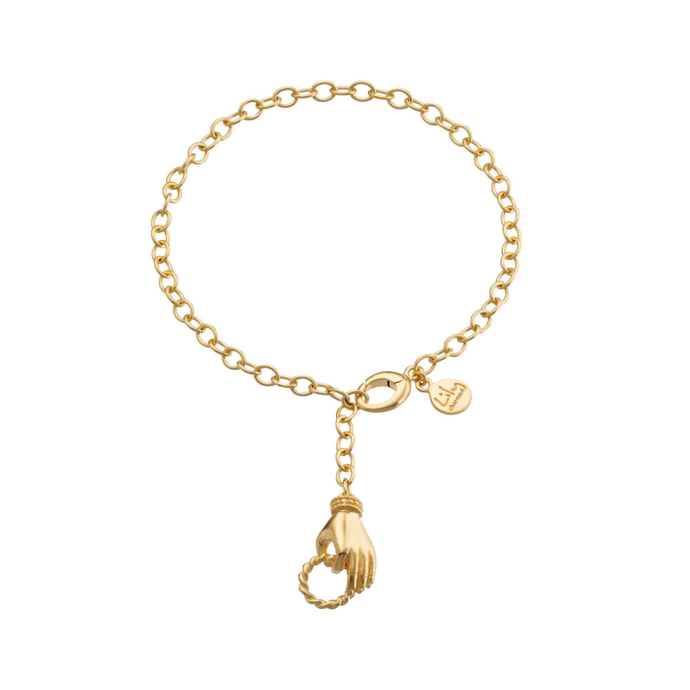 Gold Plated In Safe Hands Charm Collector Bracelet CBRGSFHD