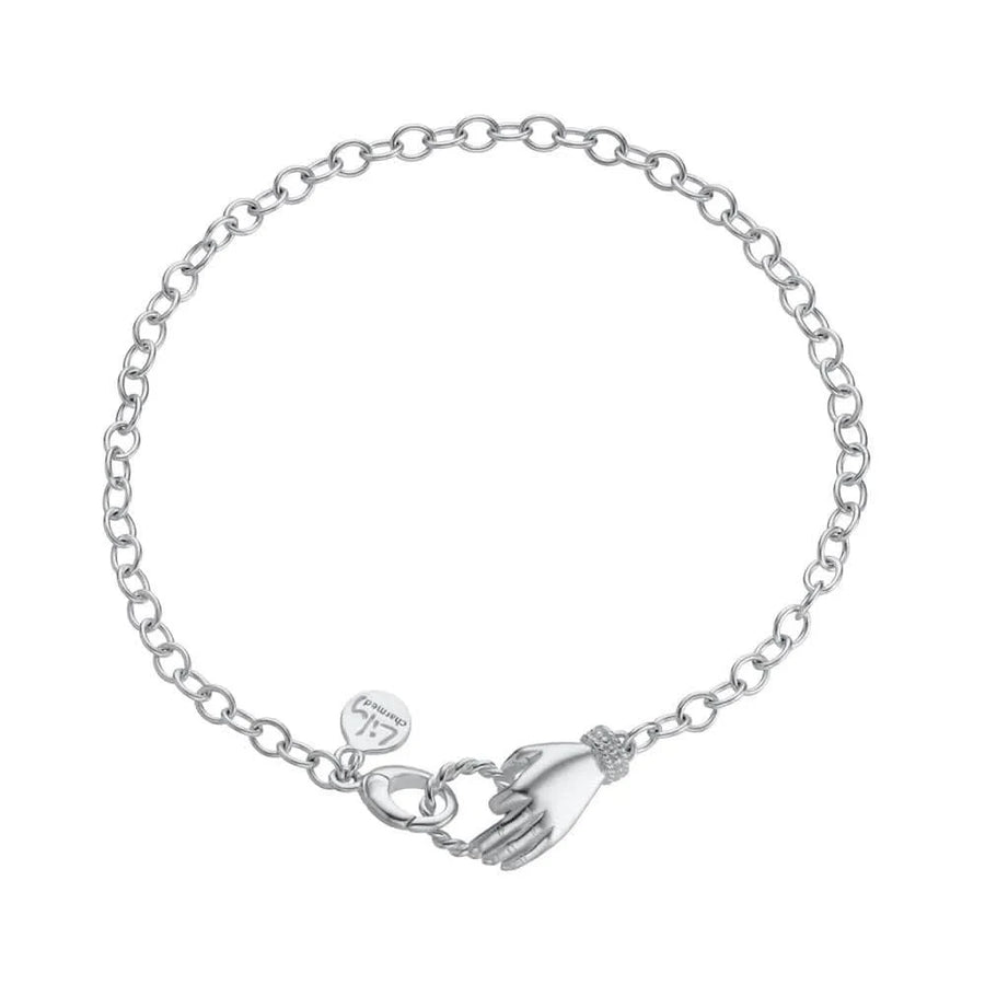 Silver In Safe Hands Charm Collector Bracelet CBRSSFHD