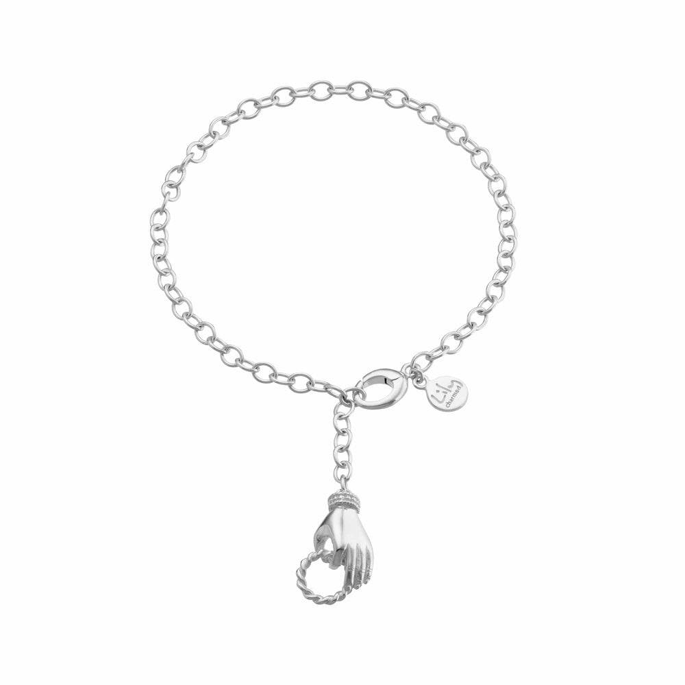 Silver In Safe Hands Charm Collector Bracelet CBRSSFHD