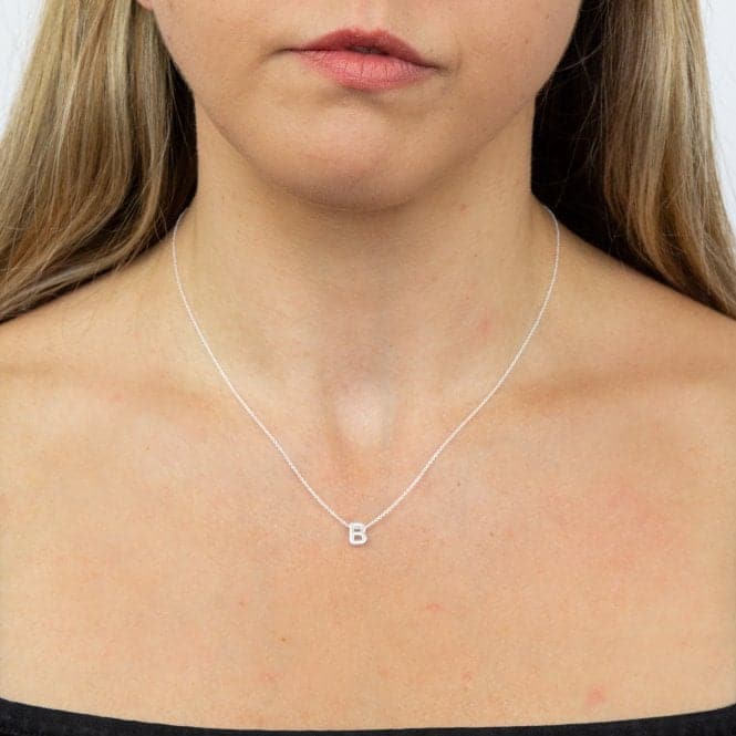 Initial B Plain Silver Initial Necklace N4429BeginningsN4429