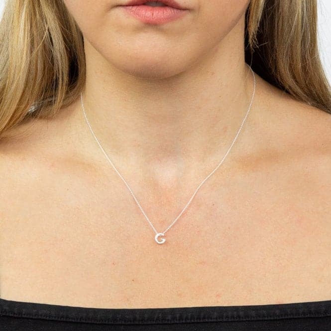 Initial G Plain Silver Initial Necklace N4434BeginningsN4434