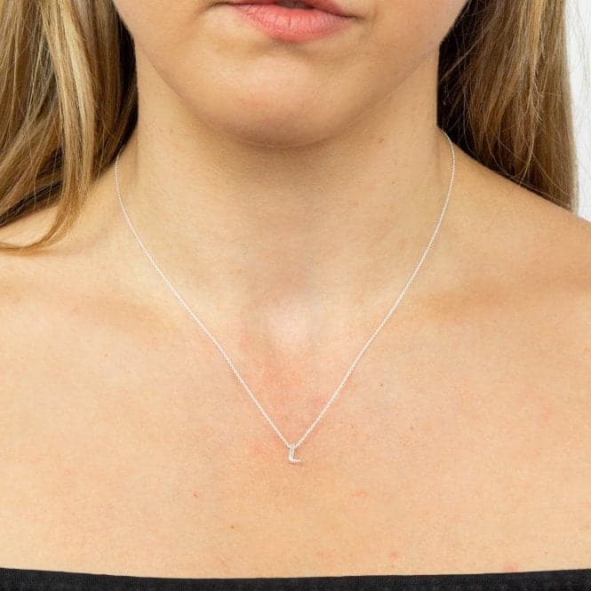 Initial L Plain Silver Initial Necklace N4439BeginningsN4439