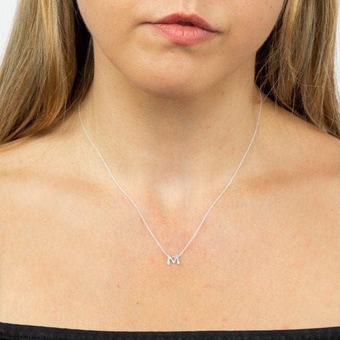 Initial M Plain Silver Initial Necklace N4440BeginningsN4440