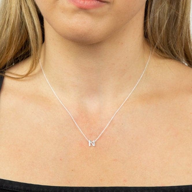 Initial N Plain Silver Initial Necklace N4441BeginningsN4441