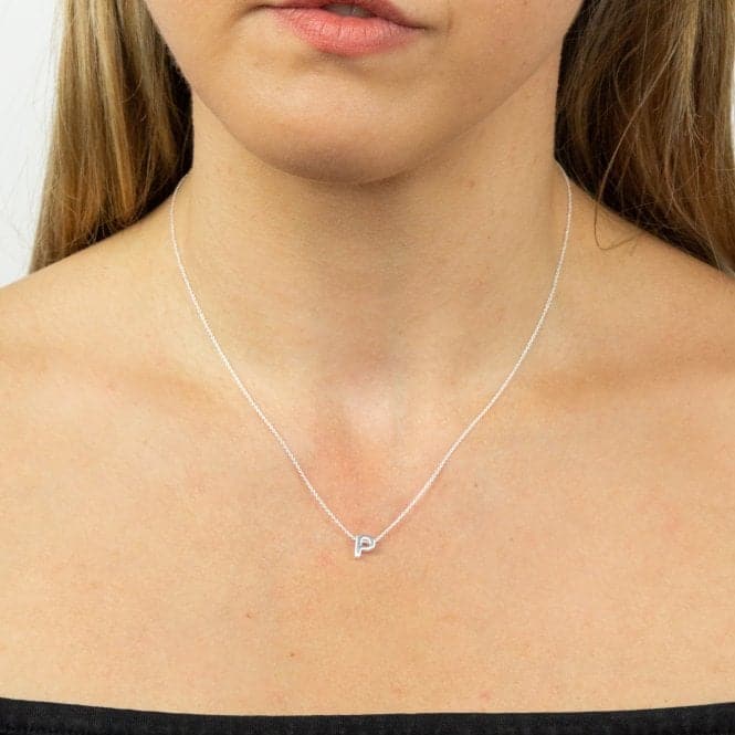 Initial P Plain Silver Initial Necklace N4443BeginningsN4443