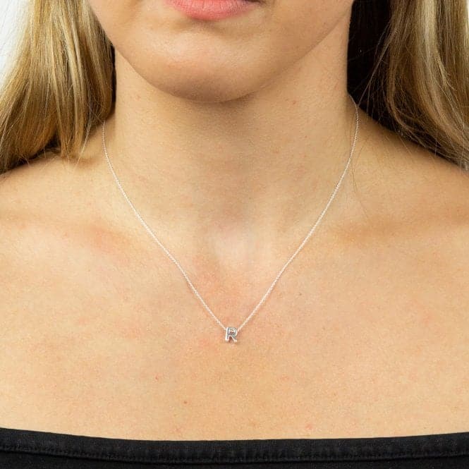 Initial R Plain Silver Initial Necklace N4445BeginningsN4445