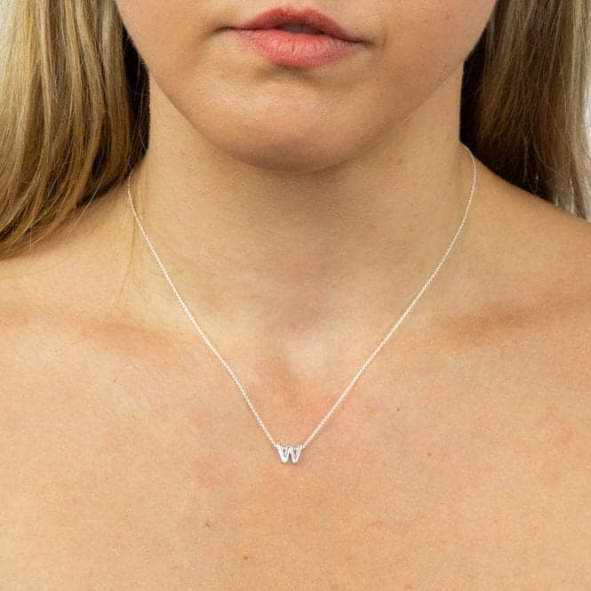 Initial W Plain Silver Initial Necklace N4450BeginningsN4450