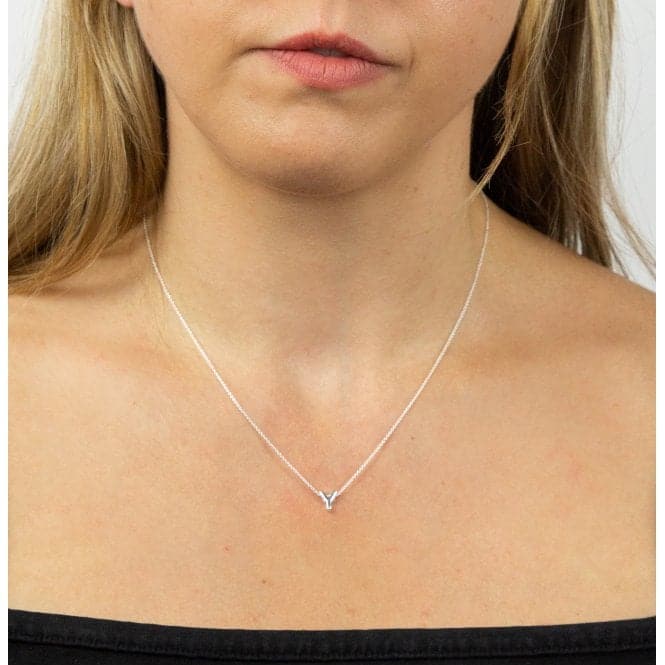 Initial Y Plain Silver Initial Necklace N4452BeginningsN4452