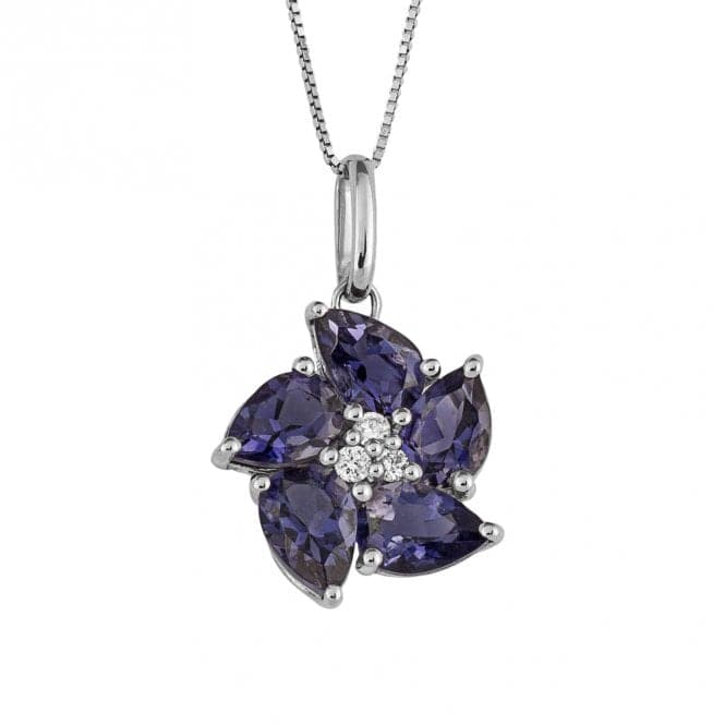 Iolite Peony Flower White Gold Pendant GP2301MElements GoldGP2301M