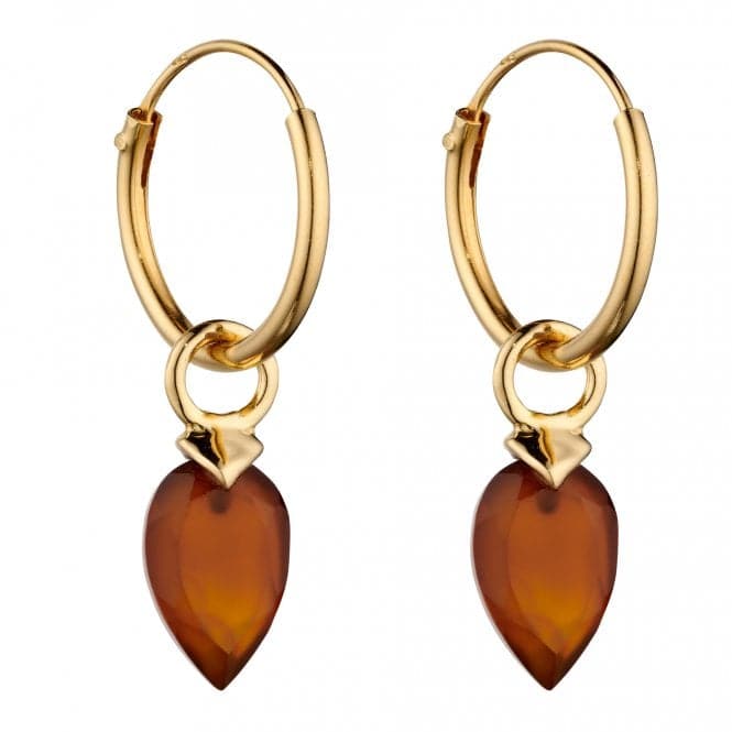 January Yellow Gold Plated Birthstone Chalcedony Stone Hoop Charm Earring Y2661BeginningsY2661