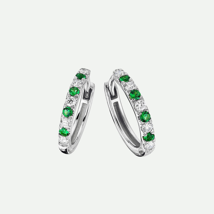 Julia | 9ct White Gold 0.18ct tw Lab Grown Diamond and Created Emerald EarringsCreated BrillianceBA0071453