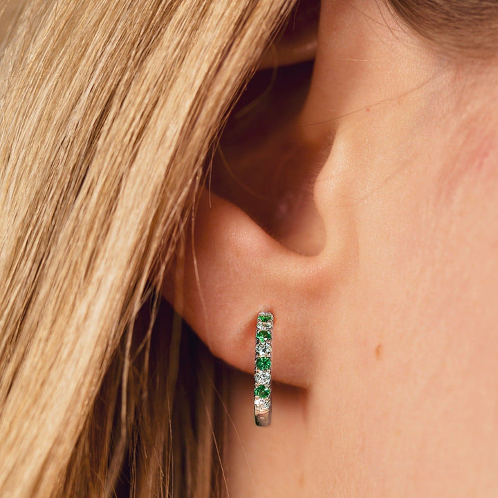 Julia | 9ct White Gold 0.18ct tw Lab Grown Diamond and Created Emerald EarringsCreated BrillianceBA0071453