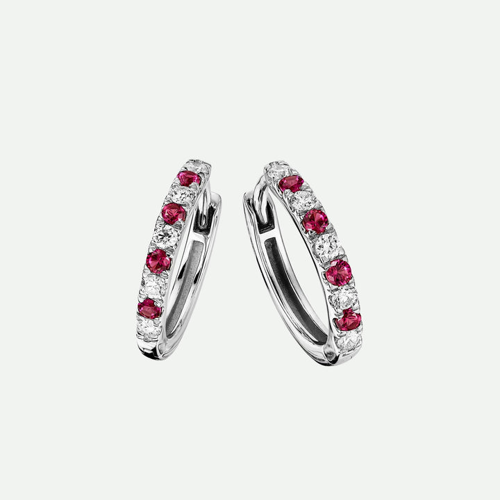 Julia | 9ct White Gold 0.18ct tw Lab Grown Diamond and Created Ruby EarringsCreated BrillianceBA0071864