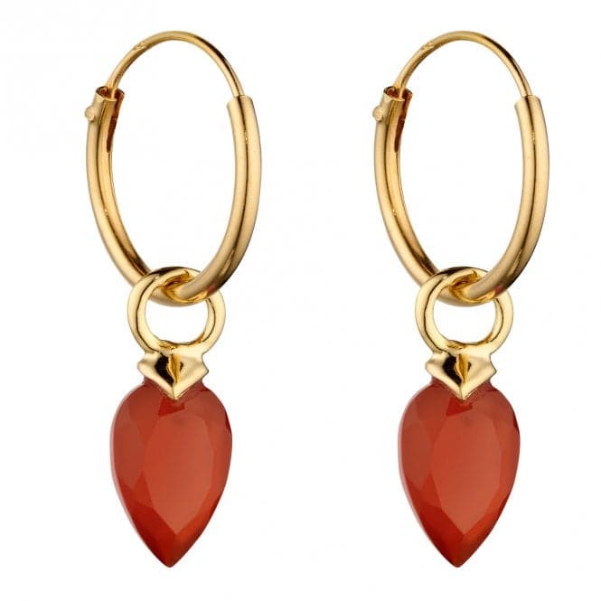 July Yellow Gold Plated Birthstone Chalcedony Stone Hoop Charm Earring Y2667BeginningsY2667