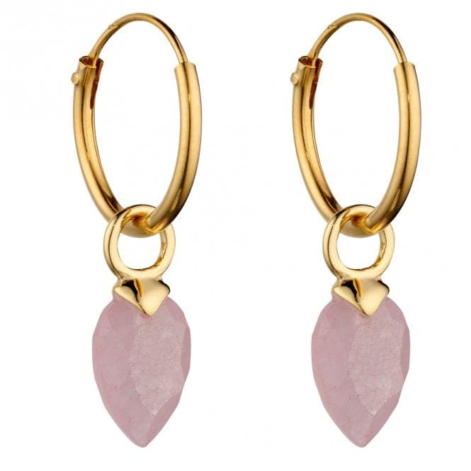 June Yellow Gold Plated Birthstone Chalcedony Stone Hoop Charm Earring Y2666BeginningsY2666