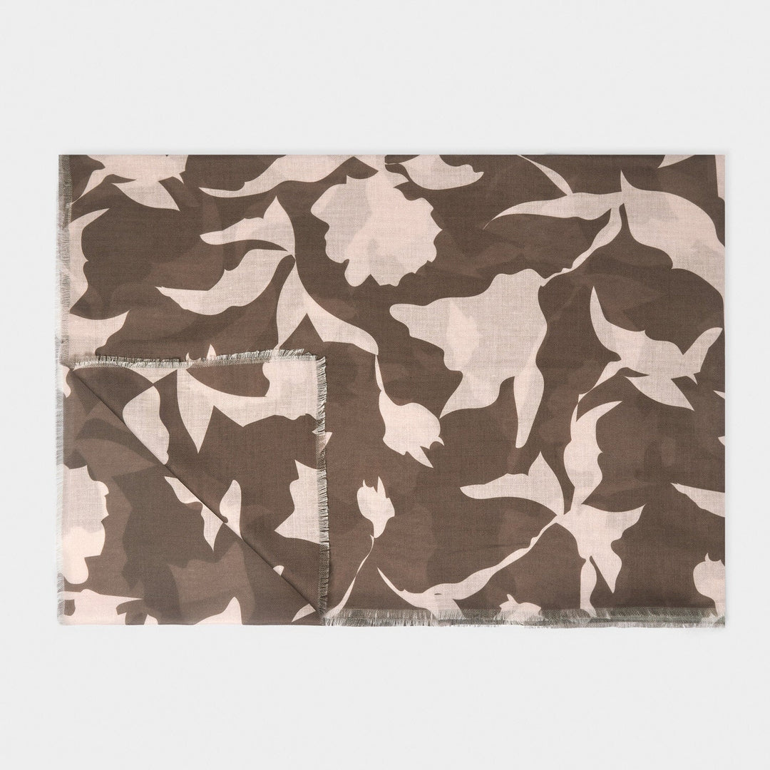 Katie Loxton Chocolate / Nude Pink Abstract Floral Printed Scarf KLS596Katie LoxtonKLS596