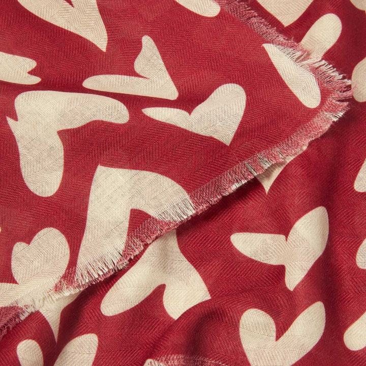 Katie Loxton Garnet Red / Nude Pink Abstract Heart Printed Scarf KLS594Katie LoxtonKLS594