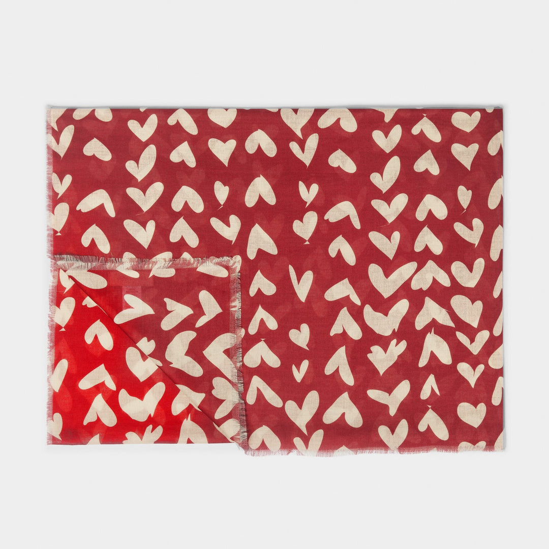 Katie Loxton Garnet Red / Nude Pink Abstract Heart Printed Scarf KLS594Katie LoxtonKLS594