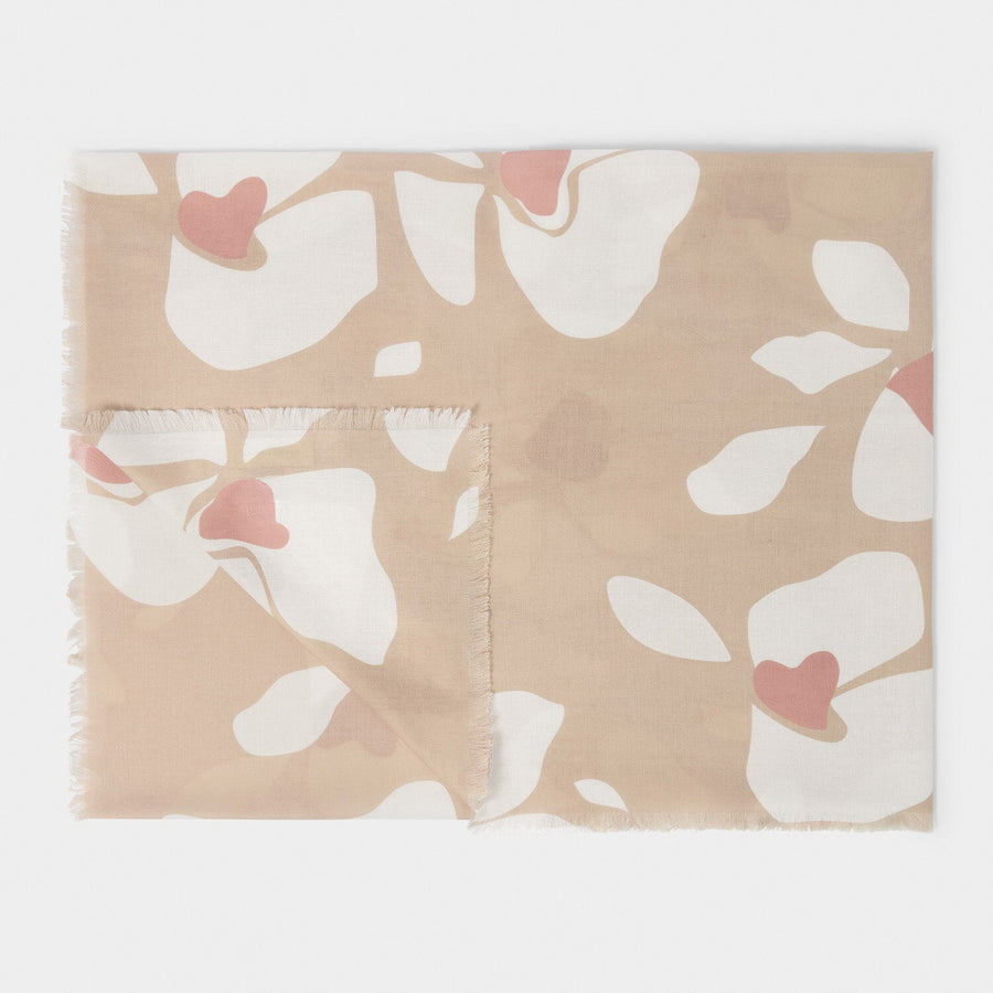 Katie Loxton Nude Pink / Off White / Dusty Rose Floral Printed Scarf KLS592Katie LoxtonKLS592