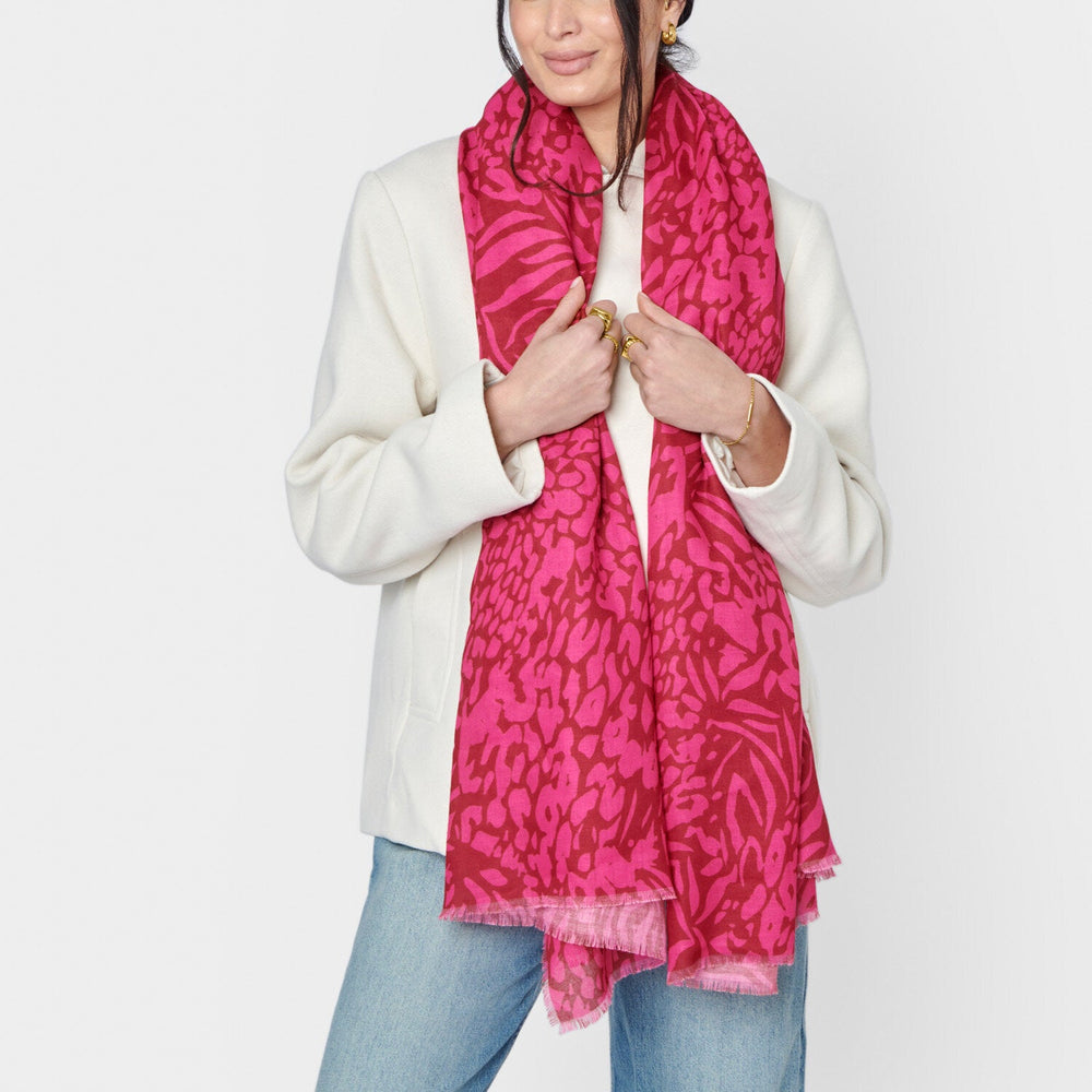 Katie Loxton Red / Fuchsia Animal Printed Scarf KLS597Katie LoxtonKLS597