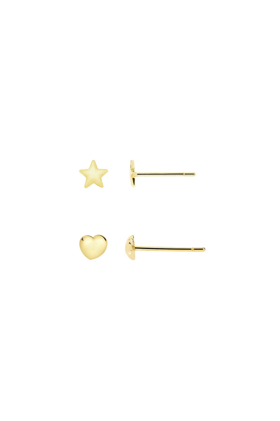 Kids 9ct Yellow Gold Set of Two 4mm Heart & Star Stud EarringsThe Fine CollectiveBA0072505