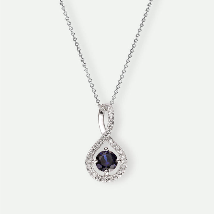 Kirsty | 9ct White Gold Created Sapphire and Lab Grown Diamond NecklaceCreated BrillianceBA0073283