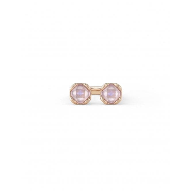 Ladies 18K Gold Plated Opened Two Faceted Aura Pink Crystals Facing Ring ANI0790RSAOROUNOde50ANI0790RSAORO12