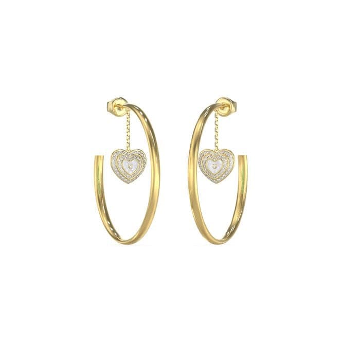 Ladies 50mm Mother of Pearl Crystal Hoop Earrings UBE04018YGWHGuess JewelleryUBE04018YGWH