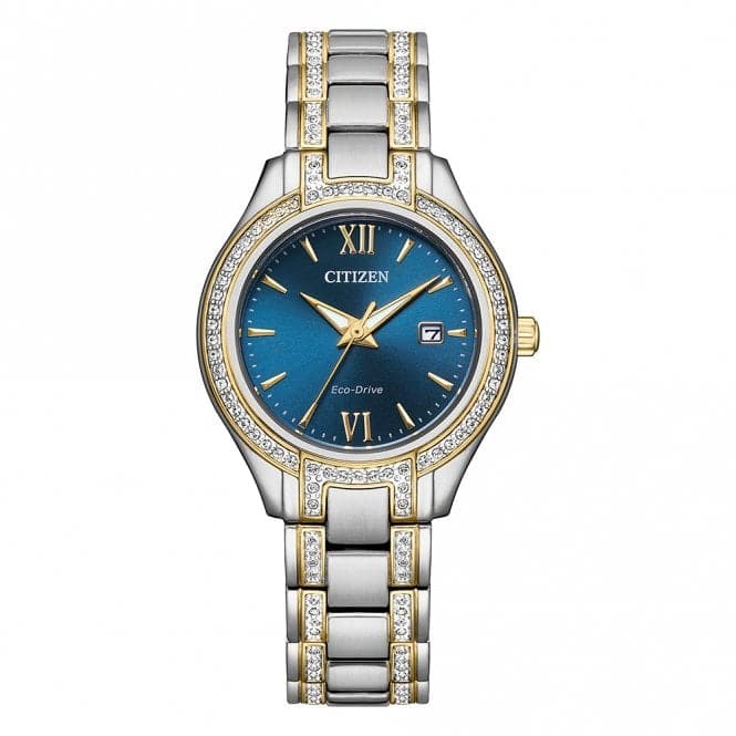 Ladies Analogue Silhouette Crystal Two Tone Watch FE1234 - 50LCitizenFE1234 - 50L