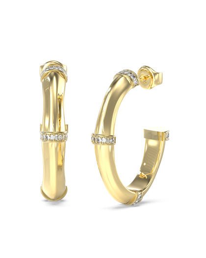 Ladies Bamboo And Crystal Hoop Earrings UBE05160YGGuess JewelleryUBE05160YG