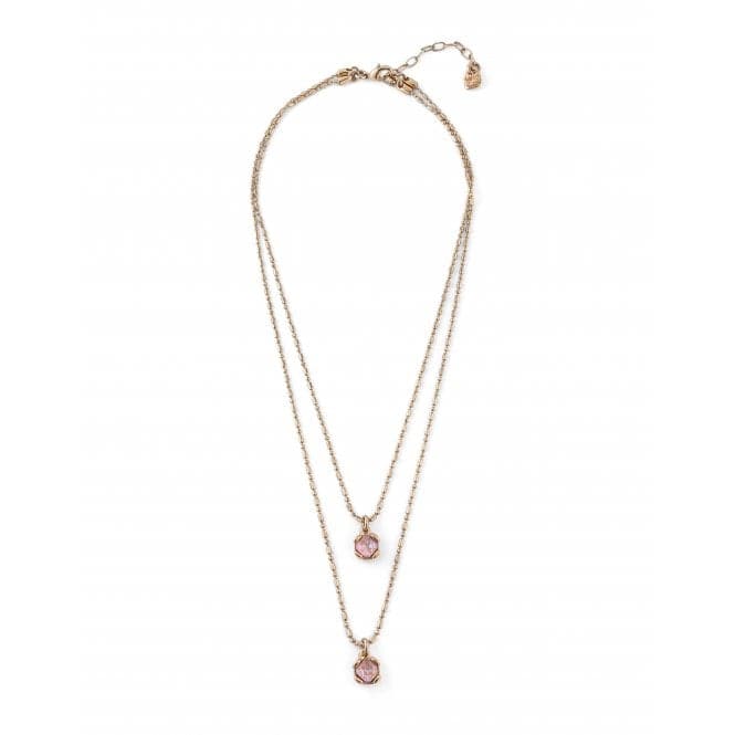 Ladies Charismatic Gold Aura Pink Faceted Crystal Necklace COL1866RSAORO0UUNOde50COL1866RSAORO0U