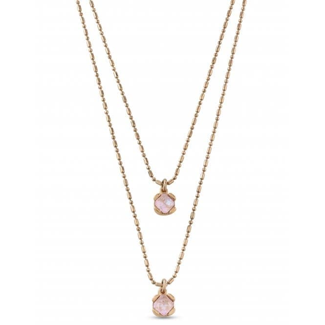 Ladies Charismatic Gold Aura Pink Faceted Crystal Necklace COL1866RSAORO0UUNOde50COL1866RSAORO0U