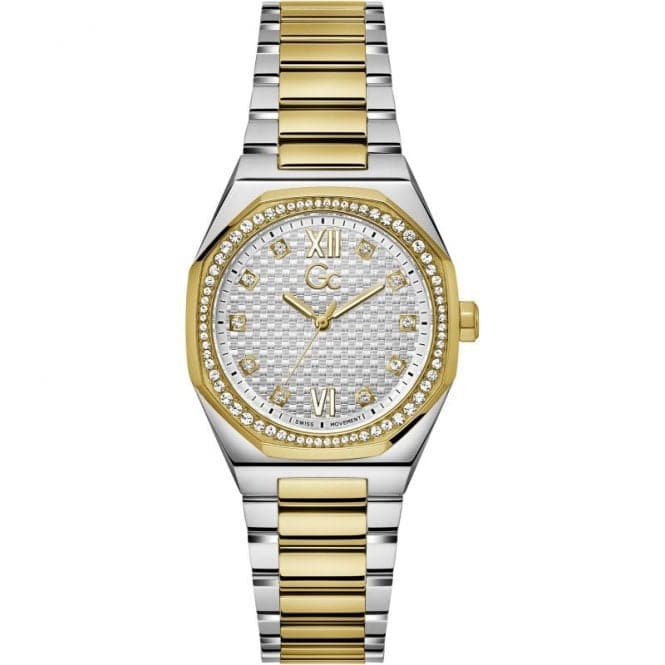 Ladies Coussin Sleek Lady Silver & Yellow Gold Watch Z25002L1MFGc WatchesZ25002L1MF