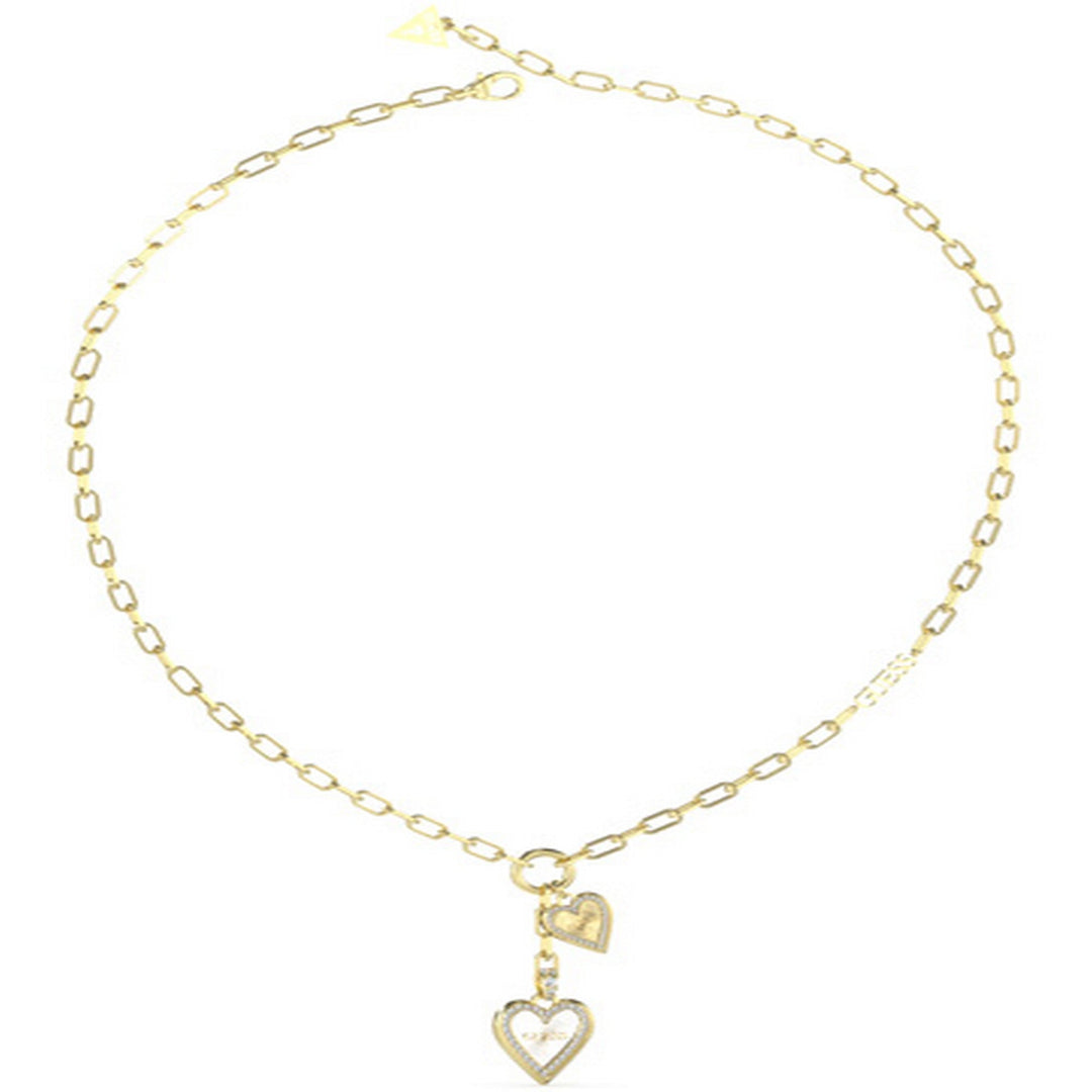 Ladies Double Heart Papaerlink Necklace UBN03234YGRHGuess JewelleryUBN03234YGRH