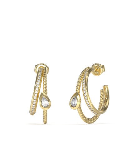 Ladies Drop And Pave Hoop Earrings UBE05244YGGuess JewelleryUBE05244YG