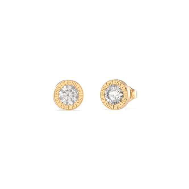 Ladies Gold Plated 10mm Clear Crystal Stud Earrings UBE02244YGGuess JewelleryUBE02244YG