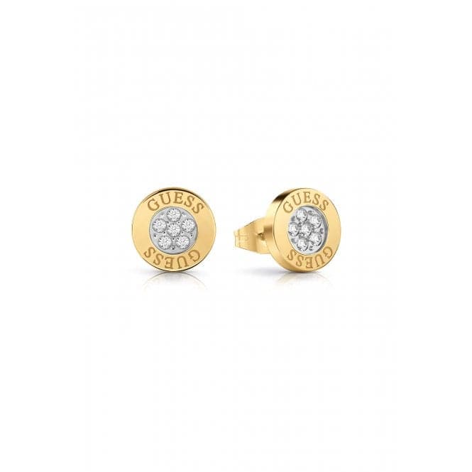 Ladies Gold Plated 10mm Logo Button Stud Earrings UBE02158YGGuess JewelleryUBE02158YG