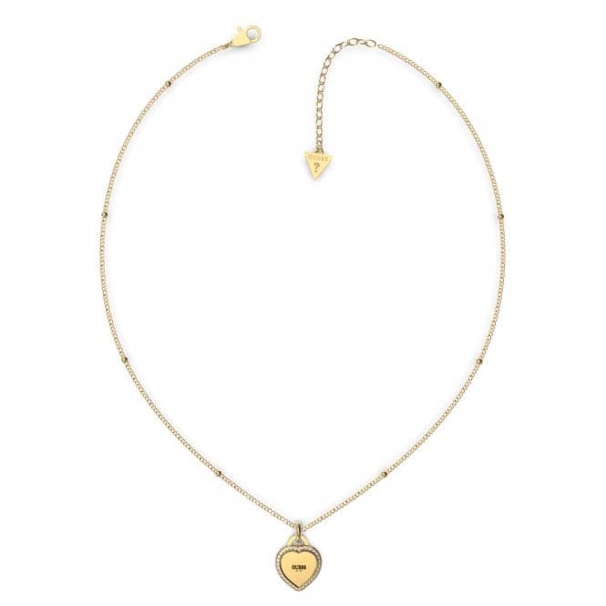 Ladies Gold Plated 16 - 18"Heart Charm Crystals Necklace UBN01420YGGuess JewelleryUBN01420YG