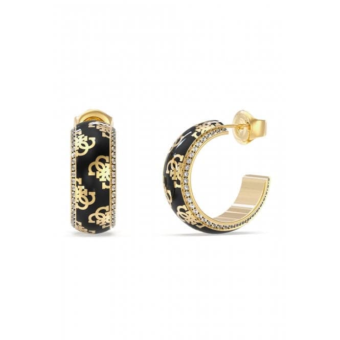 Ladies Gold Plated 23mm Hoop 4G Pattern Earrings UBE02278YGBKGuess JewelleryUBE02278YGBK