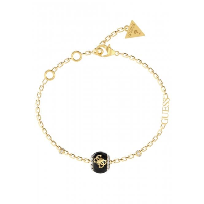 Ladies Gold Plated 4G Centered Black Charm Bracelet UBB02282YGBKLGuess JewelleryUBB02282YGBKL