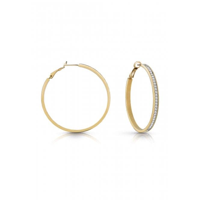 Ladies Gold Plated 50mm Clear Crystal Hoop Earrings UBE02247YGGuess JewelleryUBE02247YG