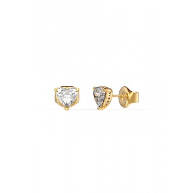 Ladies Gold Plated 7mm Clear Solitaire Heart Stud Earrings UBE02172YGGuess JewelleryUBE02172YG