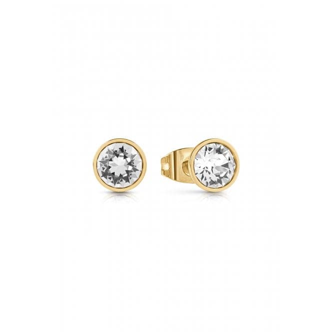 Ladies Gold Plated 8mm Clear Solitaire Stud Earrings UBE02159YGGuess JewelleryUBE02159YG