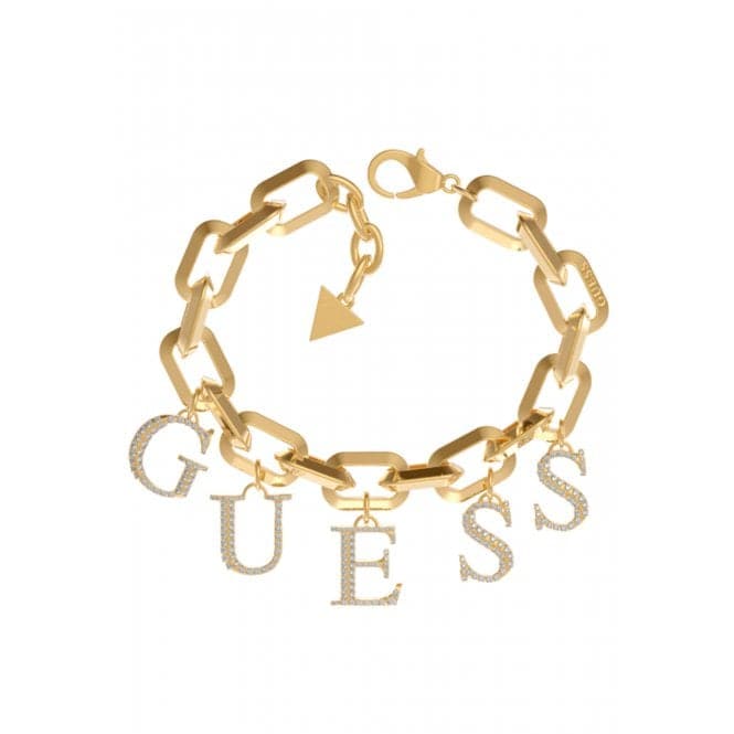 Ladies Gold Plated Bold Logo BraceletGuess JewelleryUBB02221YGL