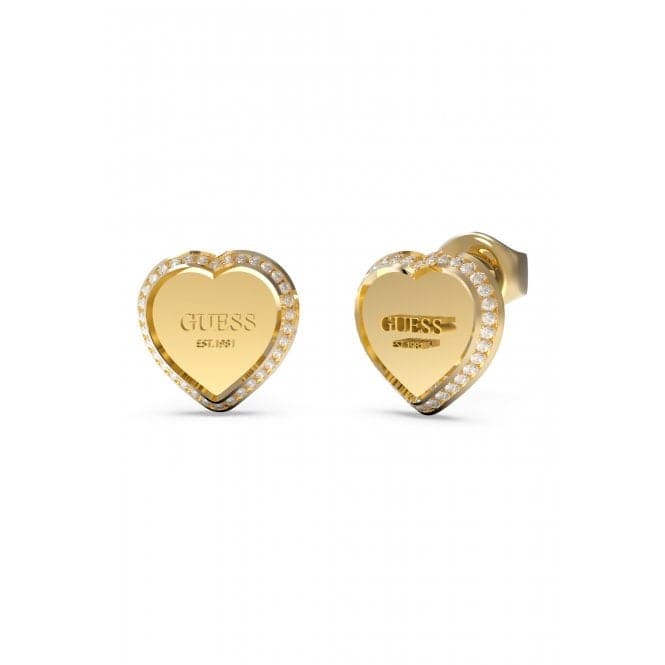 Ladies Gold Plated Heart Stud Crystals Earrings UBE01427YGGuess JewelleryUBE01427YG