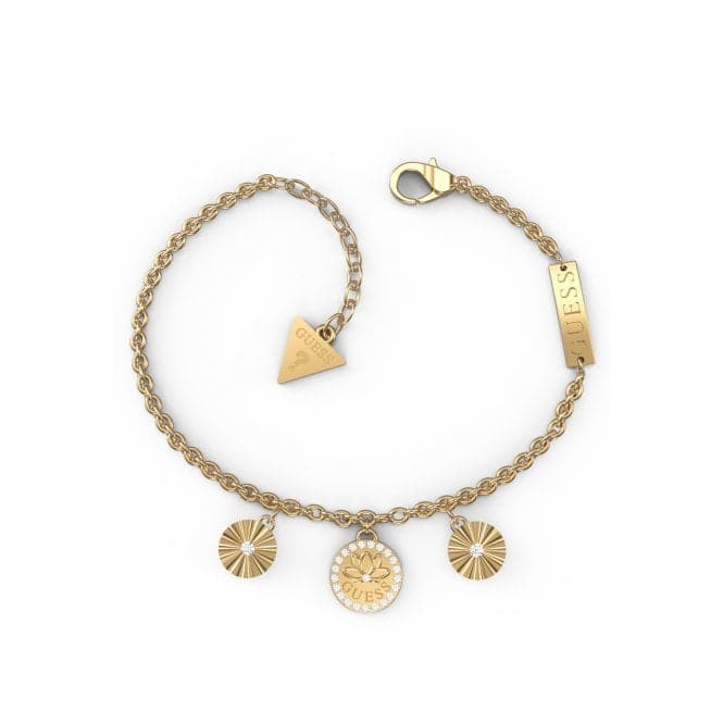 Ladies Gold Plated Lotus Flower Multi Charm Bracelet UBB01347YGLGuess JewelleryUBB01347YGL