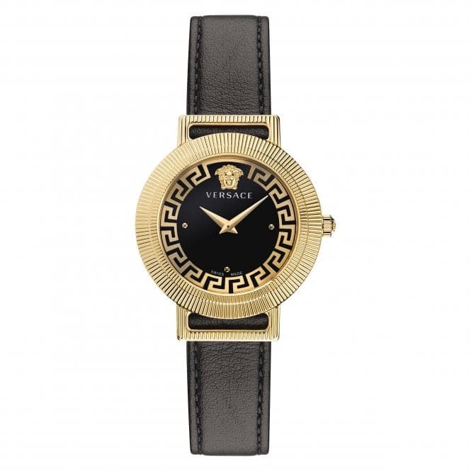 Ladies Greca Chic Gold - Tone Black Watch VE3D00322Versace WatchesVE3D00322