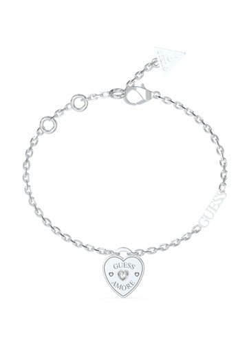 Ladies Large Heart Charm Crystals Bracelet UBB05057RHLGuess JewelleryUBB05057RHL