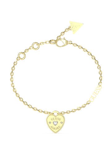 Ladies Large Heart Charm Crystals Bracelet UBB05057YGLGuess JewelleryUBB05057YGL