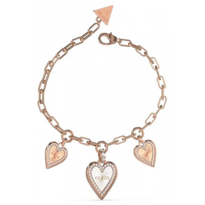 Ladies Love Me Tender Silver Rose Gold Crystal Bracelet UBB03235RHRGLGuess JewelleryUBB03235RHRGL